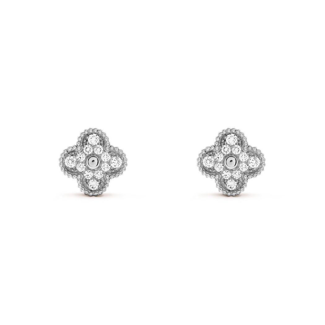 Vintage clover earrings | Silver | Diamonds