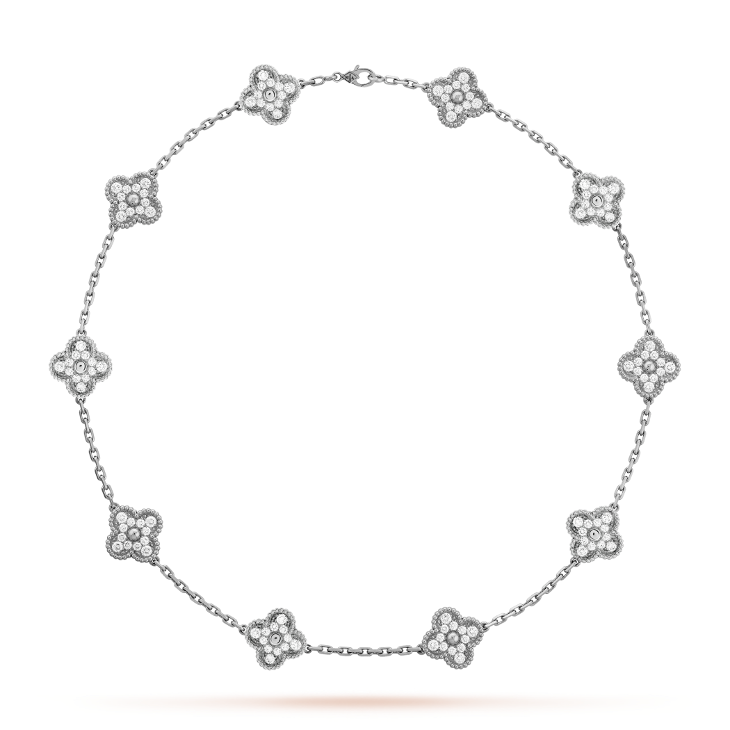 10 motif clover necklace | Silver | Diamonds