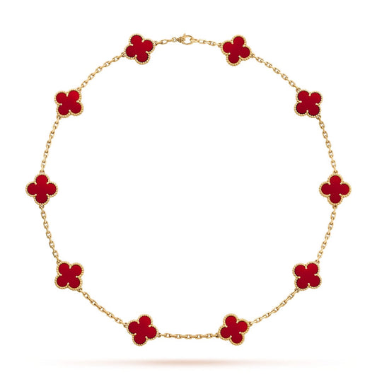 10 motif clover necklace | Carnelian