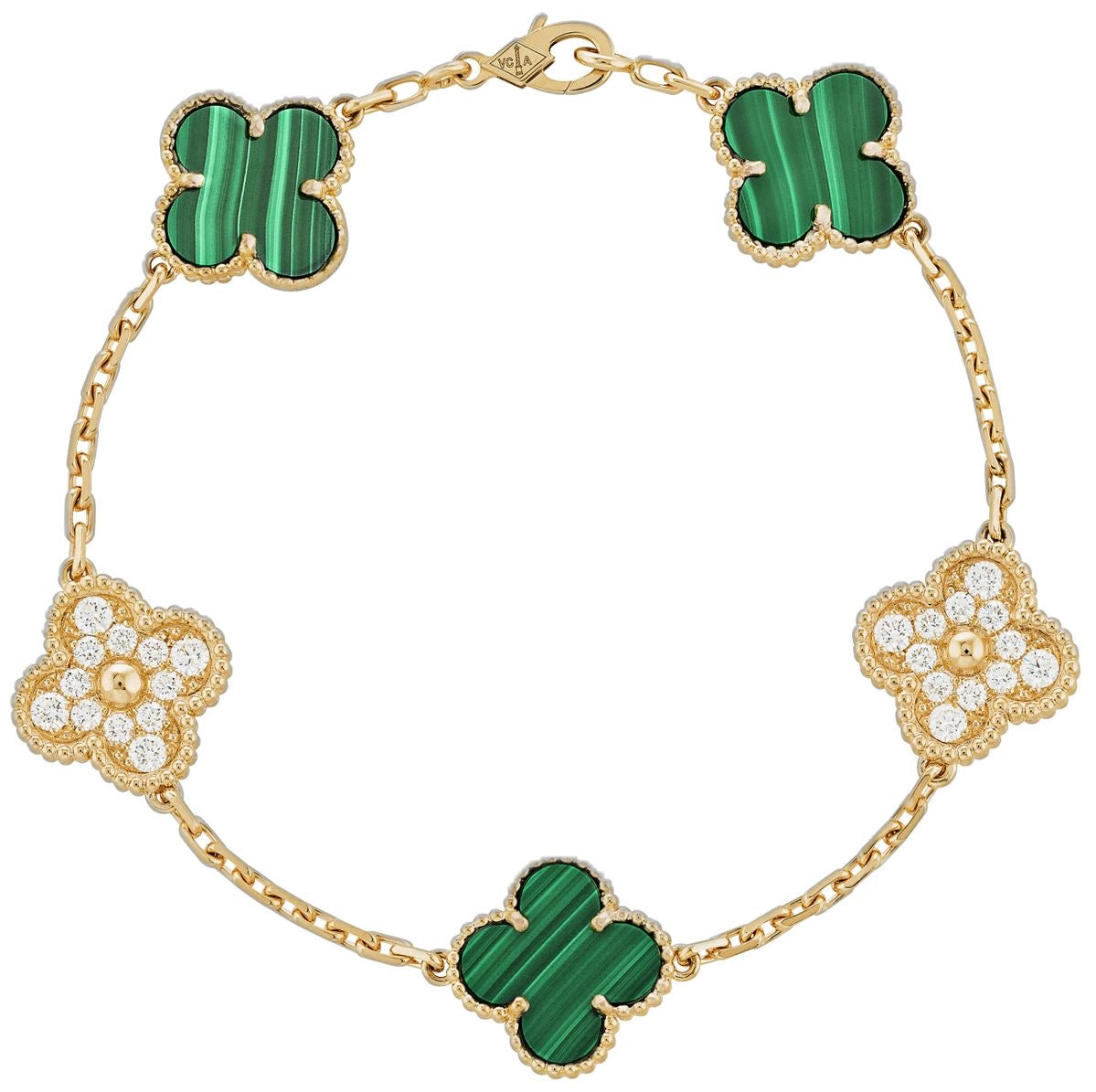 Vintage clover bracelet | Malachite | Diamond