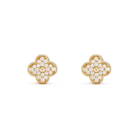 Vintage clover earrings | Gold | Diamonds