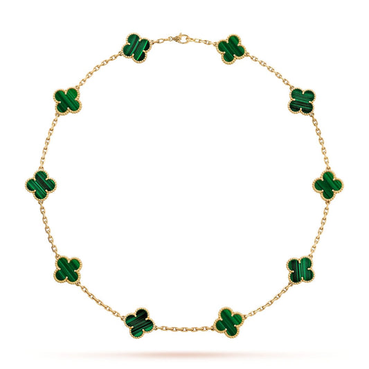 10 motif clover necklace | Malachite