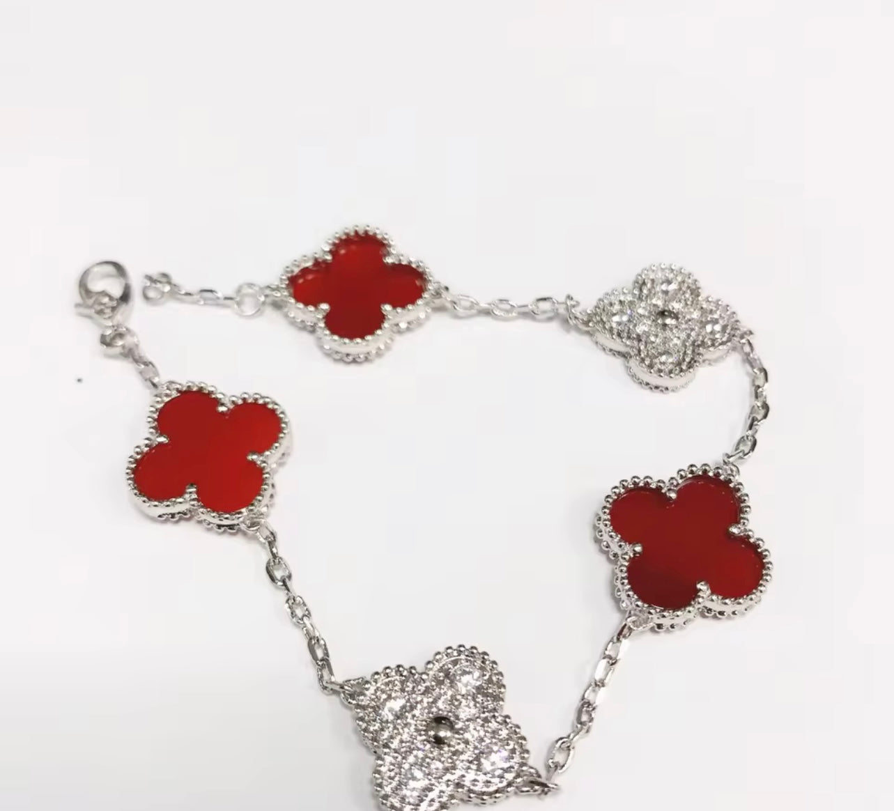 Vintage clover bracelet | Carnelian | Diamond