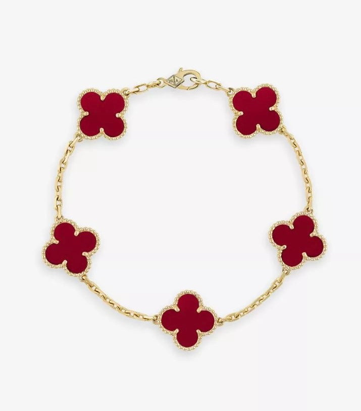 Vintage clover bracelet | Carnelian