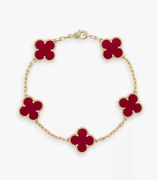 Vintage clover bracelet | Carnelian