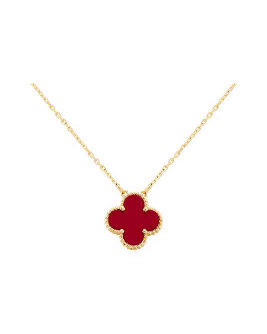 Vintage clover necklace | Carnelian