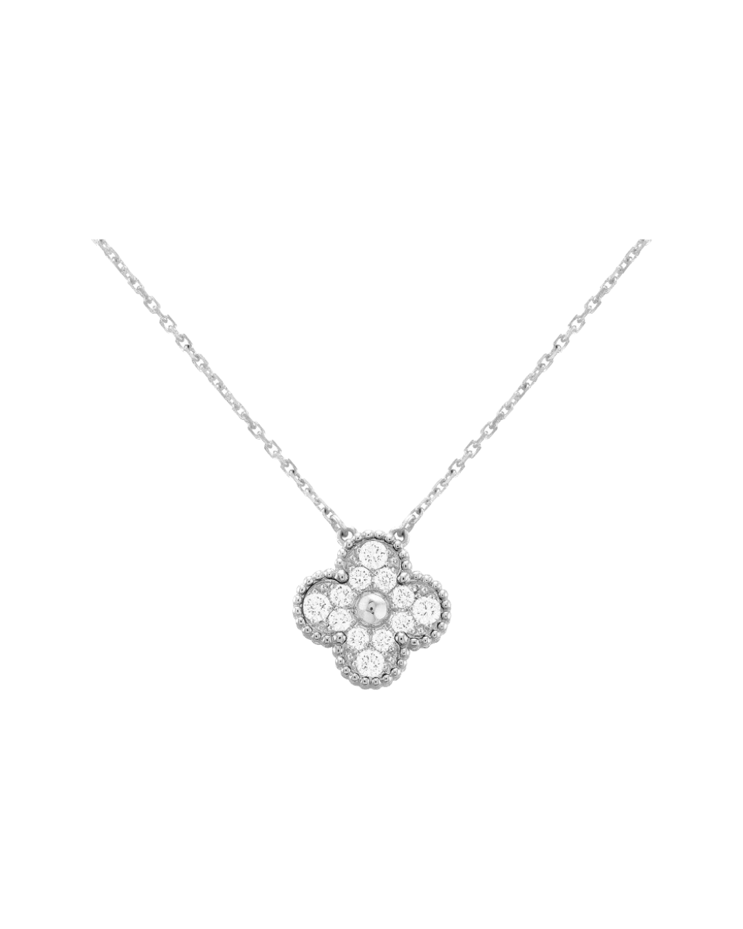 Vintage clover necklace | Silver | Diamonds