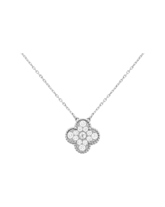 Vintage clover necklace | Silver | Diamonds
