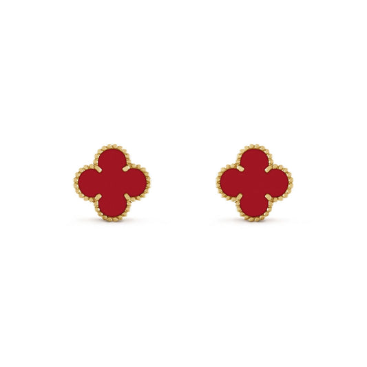 Vintage clover earrings | Carnelian
