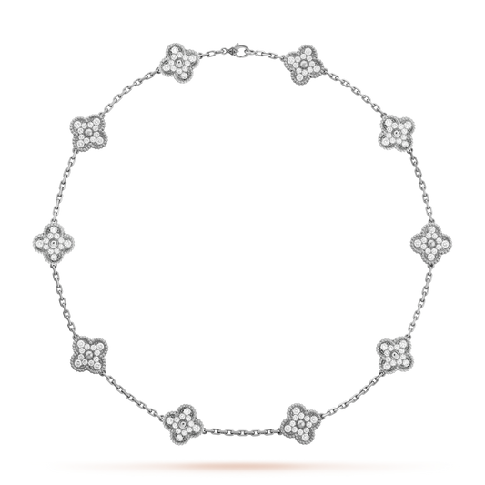 10 motif clover necklace | Silver | Diamonds
