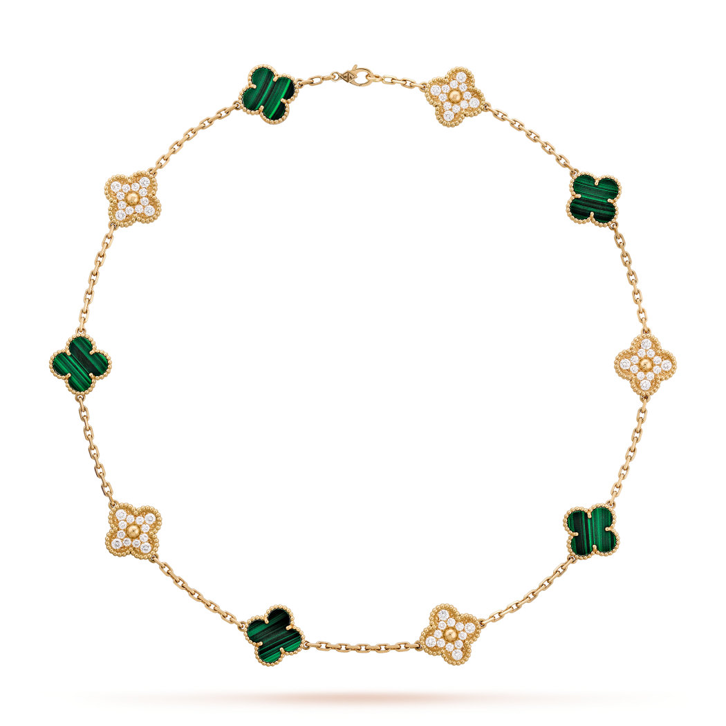 10 motif clover necklace | Malachite