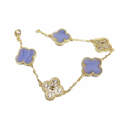 Vintage clover bracelet | Chalcedony | Diamonds