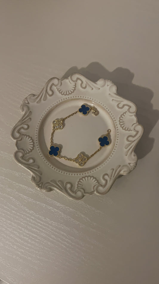 Vintage clover bracelet | Royal Blue | Diamonds