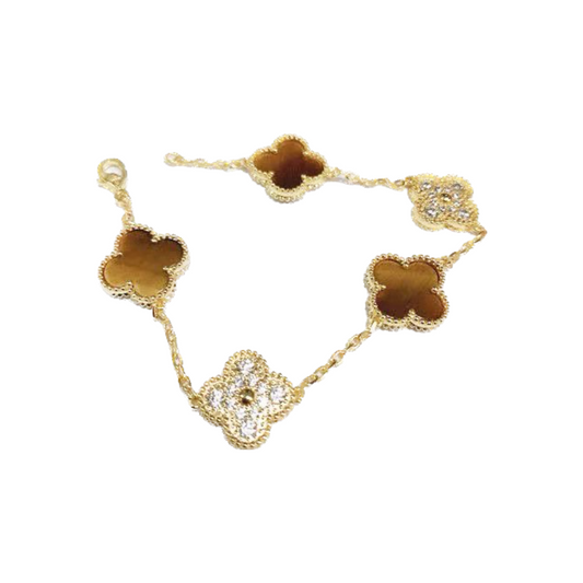 Vintage clover bracelet | Amber | Diamonds