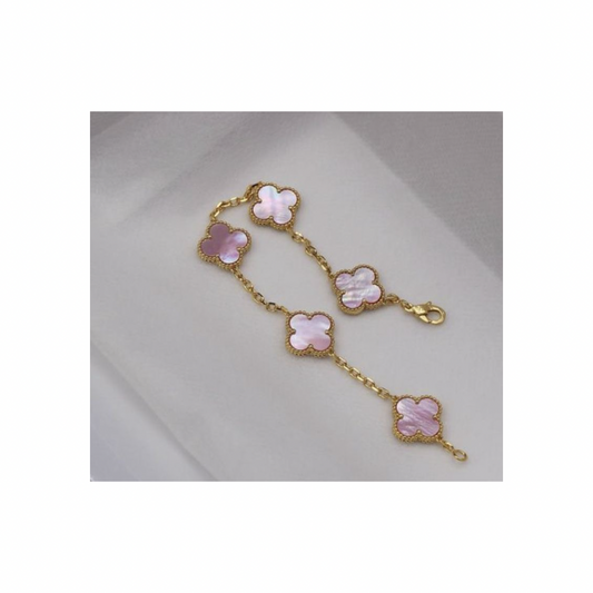 Vintage clover bracelet | Pink pearl