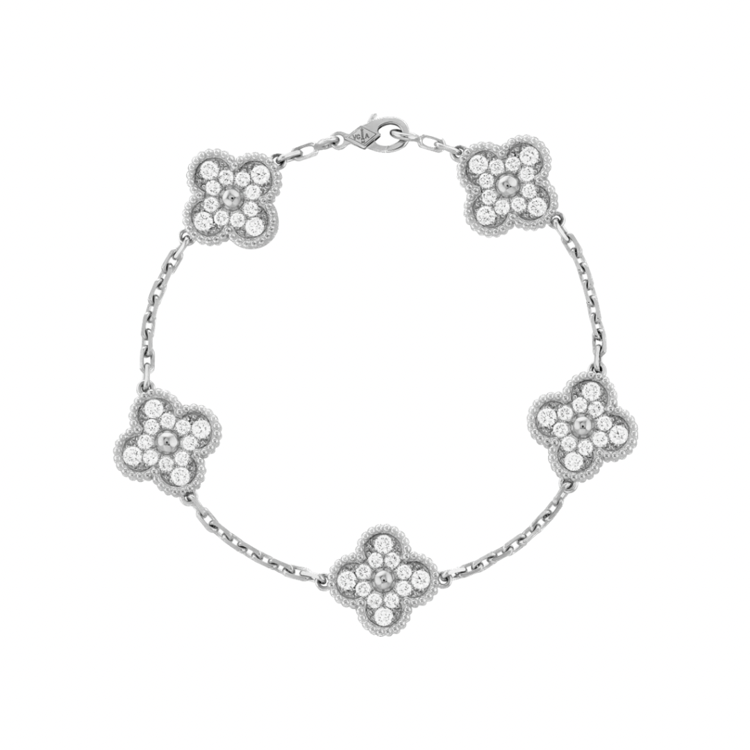 Vintage clover bracelet | Silver | Diamond