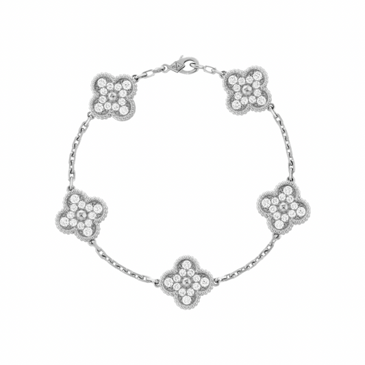 Vintage clover bracelet | Silver | Diamond